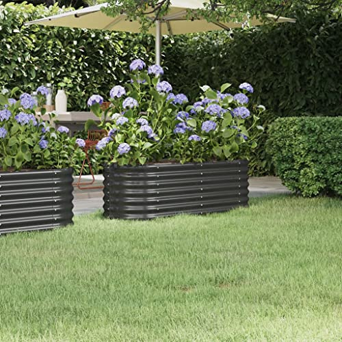 WIFESE JardinièRe Acier Enduit De Poudre 114x40x36 Cm Anthracite Jardiniere Exterieur Grande Taille Jardiniere Balcon Jardiniere sur Pieds Carré Potager Bacs à Fleurs Potager Bac A Fleur