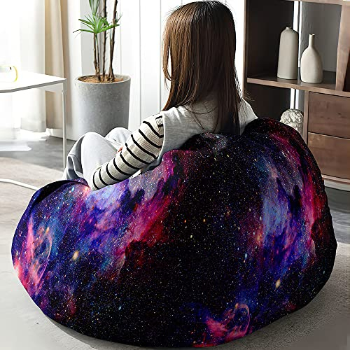 Highdi Sitzsack ohne Füllung für Erwachsene Teenager Aufbewahrung Stofftier Sofa Sack Kissen Sessel BeanBag Sitzsäcke für Outdoor & Indoor Gaming (L:90x110cm,Sternenhimmel 5)