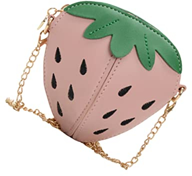 VALICLUD Erdbeertasche Für Junge Mädchen Mit Reißverschluss Umhängetasche in Rosa Schultertasche Als Clutch Für Mädchen Leichtgängiger Reißverschluss Für Einfaches Öffnen Und Schließen