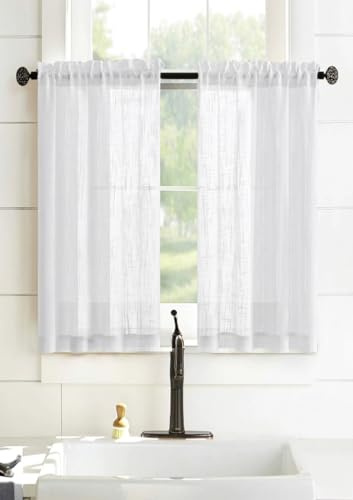 HOME ZEN HOUSEHOLD LINEN COPPIA TENDE BOUCLÈ EFFETTO LINO TINTA UNITA SEMITRASPARENTE CON PASSANTE (BIANCO, 150A x 60L cm (2 Pannelli))
