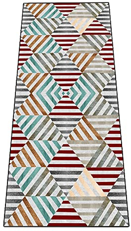 Siunwdiy Teppich Läufer Flur rutschfest 60x260cm Küchenteppich Waschbar rutschfest türkis, rot, grau bunt Teppichläufer Vintage Kücheläufer Flur Teppich Läufer Für Küche Schlafzimmer Wohnzimmer