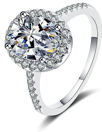 Banemi Eternity Ring Zirkonia, Memoire Ring Silber 925 Oval Verlobungsring Größe 50 (15.9)