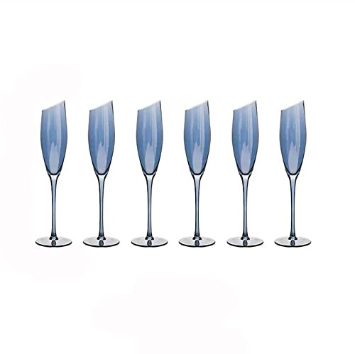 Coupe a Champagne Verres à champagne inclinés créatifs 180ml verres en verre étincelants ensemble de 6 ensemble de verres à cocktail flûte à champagne de luxe à la maison Verres à Champagne ( Color :