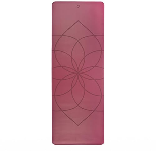 Bodhi Yogamatte Phoenix | Rutschfest & Schadstofffrei | Matte aus Naturkautschuk mit PU-Beschichtung für intensives Yoga | Antirutschmatte für deine Yogapraxis (Living Flower/berry)