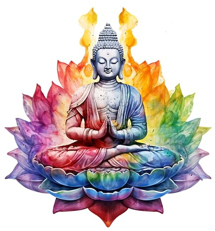 GRAZDesign Wandtattoo Buddha bunt Wandaufkleber Schlafzimmer, Küche & Wohnzimmer - 53x50cm