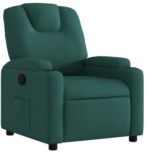 vidaXL Poltrona Reclinabile in Tessuto Verde Scuro, elettrica, singola