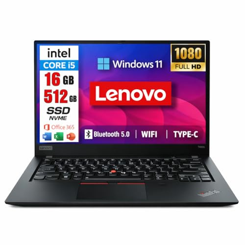 Lenovo ThinkPad T480 Laptop | 14 pollici | 1920 x 1080 | Intel Core i5-8th | 16 GB DDR4 | 512 GB NVMe | IT-QWERTY | Windows 11 Pro e OFFICE 365 FREE | Garanzia 1 anno | (ricondizionato)