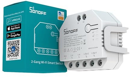 Interruptor inteligente Wi-Fi de doble canal SONOFF DUAL R3, control por voz y APP, 3 modos, para puertas, cortinas, luces, electrodomésticos