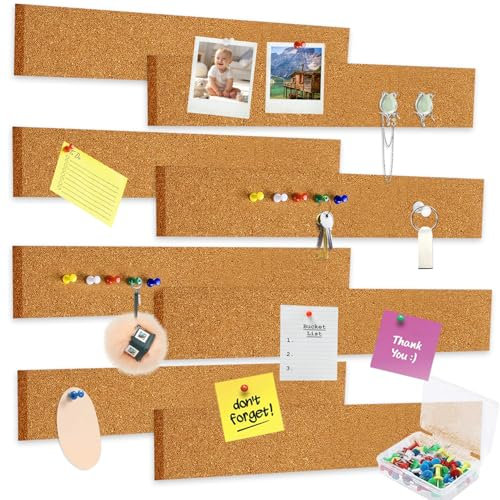 Kork-Pinnwände, 30,5 x 5,1 cm, mit 50 Reißzwecken (8 A) für Büro, Schlafzimmer, Zuhause, 8 Stück