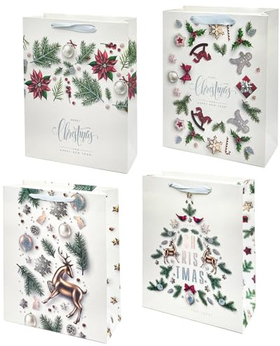 Geschenktüten Weihnachten, 12 Stück Weihnachtstüten Zum Befüllen Groß/Klein, Weihnachtssackerl, Geschenktaschen Weihnachten, Weihnachtsgeschenktüten, Weihnachtstaschen Für Geschenke Süßigkeiten (C, L)