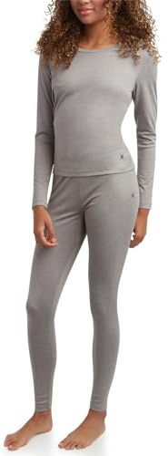 Spyder Womens Thermal Underwear Set - 2 Piece Soft Fleece Moisture Wicking Long Johns for Women Thermal Base Layer Underwear, Size Large, Heather Grey