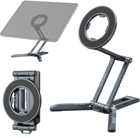 Leaplumin Magnetic iPad Tripod Stand Universal for iPad Pro/Air/Mini & iPhone 15-12 Series | 360° Rotation Portable Tablet Holder with 2-in-1 Desktop & Handheld Modes | Lightweight 105g