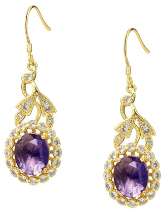 Waimore Boucles d'Oreilles Améthyste Scintillante - Pendantes Élégantes Accents Violet pour Occasions Spéciales et Usage Quotidien