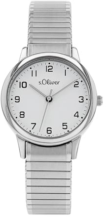 s.Oliver Armbanduhr Damen Quarzuhr Analog, mit Edelstahl Armband, Silber, 3 bar Wasserdicht, Kommt in Uhren Geschenk Box, 2038596
