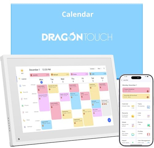 Dragon Touch 10.1 inch Digital Calendar Chore Chart – Interactive Touchscreen, Smart Family Planner, Hearth Display Desk Digital Calendar Best Gifts for Christmas, Wedding, Mom