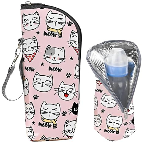 XOXVURI 1 X Baby Bottle Insulation Bag, Baby Bottle Bag, Baby Bottle Thermostat, Portable Baby Bottle Bag For Prams, Outdoor Travel, Insulated Bag, Warm Pockets, Rosa, Isoliertasche Babyflasche