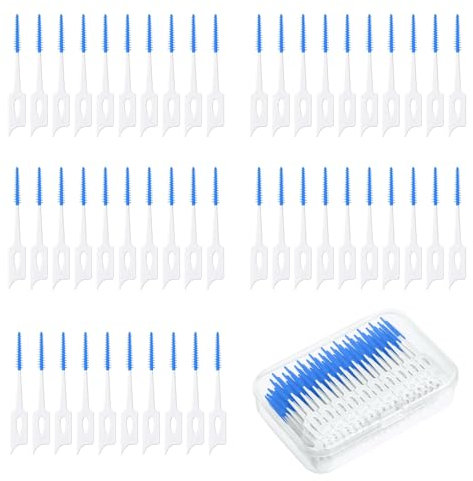 SEFIRST 300 Stück Interdentalbürsten, Zahnzwischenraumbürsten, Zahnseide Stick, zahnzwischenraumreiniger, Tragbarer Dual-Use Dentalbürsten mit Box, für Zahnreinigung Zwischenräume (Blau) ﻿
