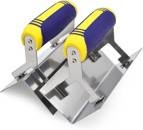 Concrete Tools Set Stainless Drywall Rock External Degree Trowel Corner and Sheet Inner Internal 90 Outer Stee Drywall Corner Trowel Solid Plastering Bricklaying Finishing Kit,2 PC (Inside & Outside)