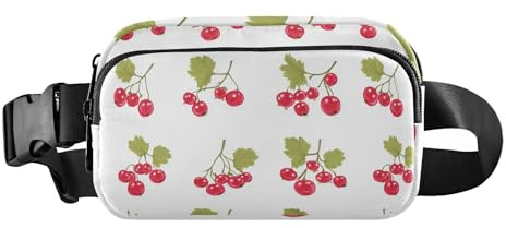 Fresh Serviceberry Fruit - Riñonera para mujeres, hombres y adolescentes, mini bolsa cruzada para pasaporte para ciclismo, Linda grosella roja blanca, 1 size
