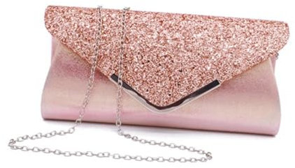 NIYANGLE Dinnertasche Magnetschnalle handtasche lippenmaske Glitzernd partytüten wallets the present die bescherung geldborse jakobsweg Kette Tasche Portemonnaie Modekupplung Rosa
