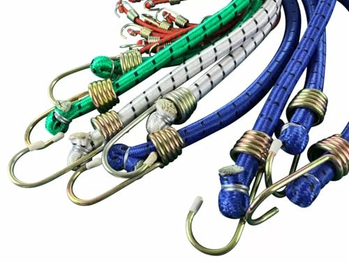 Heavy Duty 1 pc Bungee Cords with Coated Hooks, 10mm x 1.8m for Luggage and Roof Racks Random Colour