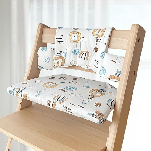 LEKEFET Kids Sitzkissen für Stokke Tripp Trapp, 2-teilig Wasserdicht Hochstuhl Sitzkissen, Abnehmbar Weiches Sitzkissen für Säuglinge, Einfachen Reinigung, Einfache Befestigung - Rainbow Sadie