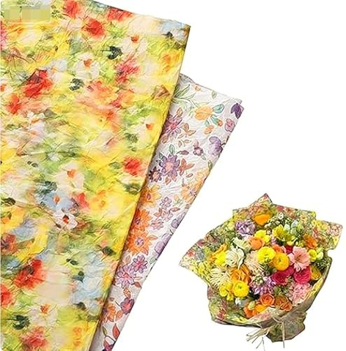 Seidenpapier Verpackungsmaterial 50 X 70 cm, Blumenpapier, Blumen Papier, Blumenstrauß Papier, Geschenkpapier Rolle, Packpapier für Geschenk Blumen Kunsthandwerk Geburtstag Hochzeit Deko, 20 Blatt
