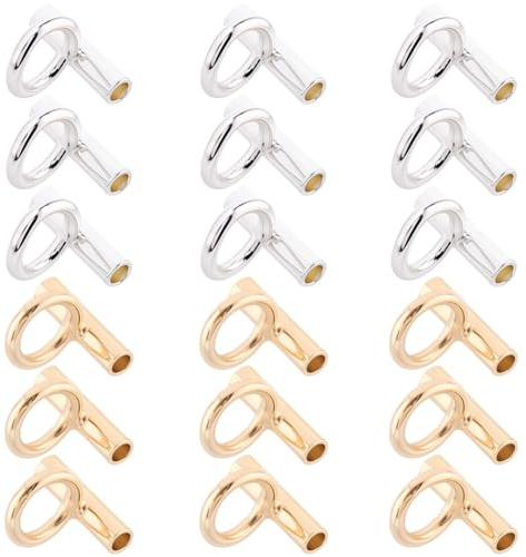 SUNNYCLUE 1 Box 18Pcs Pin Pendant Converter Brooch to Necklace Adapter 8mm Gold Silver Metal Brass Changing Brooches Pins Loop Tube Bails Connector for Jewelry Making DIY Crafts Keychains Findings