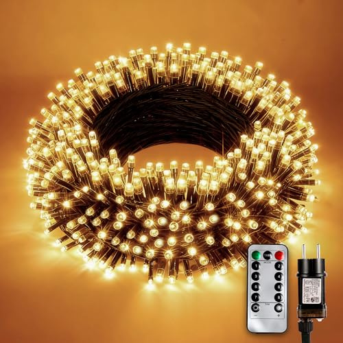 Sanweyter 20M Luci Albero di Natale 200LED Luci Natale Esterno Decorazioni Natalizie con Funzione di Memoria Timer, impermeabile, 8 modalità di illuminazione natalizia