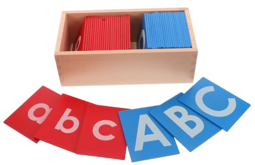 CLISPEED Montessori Sandpapier Buchstaben Holz Lernbrett Rot Blau Pädagogisches Sprachförderungsspielzeug Für Vorschule Kindergarten Jungen Mädchen Kreatives Alphabet Tracing Tool