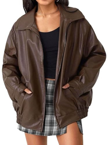 Vestes en cuir surdimensionnées Y2K pour femmes, manteaux d'automne en similicuir, tenues de moto tendance, vêtements d'hiver pour femmes