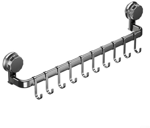 Estante para utensilios de cocina, ganchos de ventosa para montaje en pared, soporte para colgar con 10 ganchos, para utensilios de cocina y accesorios pequeños