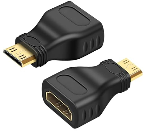 2 Pièces Adaptateur Mini HDMI vers HDMI Femelle 4K Ultra HD, Convertisseurs Audio Vidéo en Alliage d’Aluminium, Compatibles avec Ordinateurs Portables, Tablettes, Caméras, Moniteurs et Téléviseurs HD