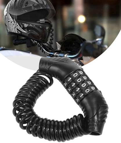 Aputoxz Verrou de casque de moto, serrure de casque portable, serrure de bagage rétractable, serrure de sécurité à combinaison à mot de passe pour motos, vélos Noir
