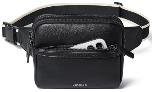 LATMAP Crossbag Damen 3L,Bauchtasche Damen Klein Sling Bag PU Leder Leicht Cross Body Bag Adjustable Strap Diebstahlsicher Brusttasche Travel Essentials