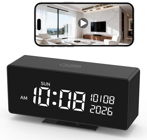 Wireless Security Mini Camera–Indoor Security Camera, Nanny Camera with 1080P HD Video,Digital Clock,AI Motion Alerts, Night Vision, 5G&2.4G, Bluetooth Setup,Local & Cloud Storage