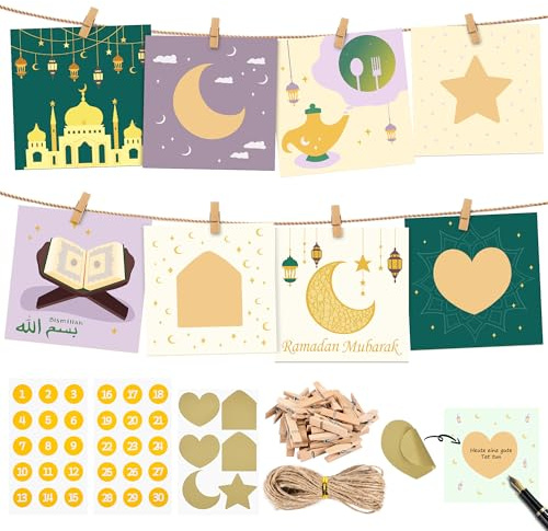 Ramadan Rubbellos Karten – 30 DIY Karten für jeden Tag im Ramadan – Alternative zum klassischen Ramadan Kalender für Kinder & Familie