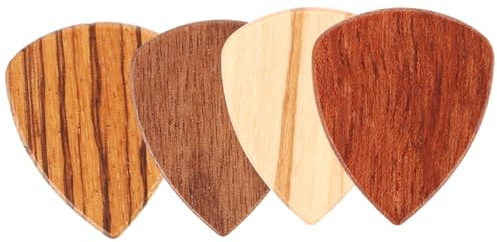 BESPORTBLE 4 Stück Holz Gitarrenplektren für Akustik und Bassgitarre Kleine Folk Picks Robustes Musikinstrumentenzubehör Vielseitig für Bühne und Übung