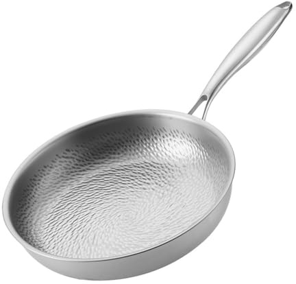 TREWQ Titanium Frying Pan,Titanium Steel Pan Induction,2026 Non-Stick Hammered Wok Pan Made of Steel,20-28cm for Fish Steak Pancakes Roasting and Stewing 20cm