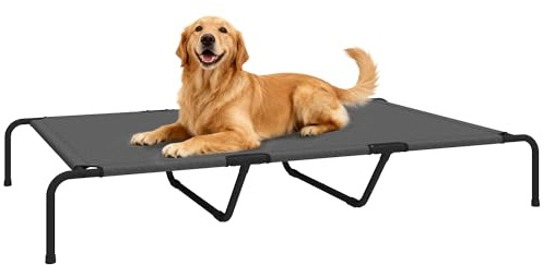 PawHut Hundeliege Outdoor XXL, Erhöht für Große Hunde 152x94x23 cm Grau | Kühlende Haustierliege mit Stahlrahmen, Atmungsaktives Netzgewebe, Tragbares Haustierbett für Draußen Camping