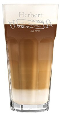 polar-effekt Latte Macchiato Glas 480ml Personalisiert - für Getränke wie Cappuccino, Kaffee-Latte und Co mit Gravur - Geschenk-Idee zum Geburtstag - Motiv 100 Prozent Kaffeegenuss