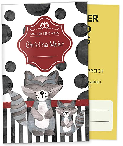 OLGS Mutterkindpasshülle Österreich Creative Royal Waschbär, Muki-Pass Schutzhülle personalisiert mit Namen