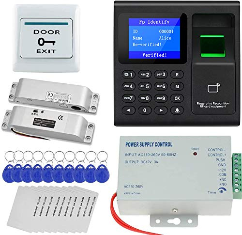 OBO Hands Tür-Zugangskontrollsystem-Kit-Set RFID-Standalone-Controller mit X Bolt Lock + 12VDC-Stromversorgung + Exit-Taste + 10pcs125KHz Keyfob und Karte
