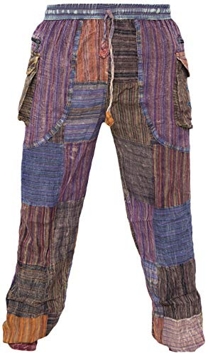Gheri Uomini Patchwork Pace Elastico Vita Hippie Zingaro Pantaloni Medium