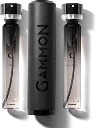 GAMMON Black Notes Parfum Starter-Set C (2x20 ml), Das Frisch-Holzige BLACK DRUMS Herren Duft, Citrus für Männer Mit 20 Prozent Parfum-Öl, Inklusive Hochwertigem Aluminium Suit