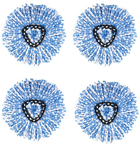 WANGCL Lot de 4 têtes de rechange pour balai à franges O-Cedar EasyWring RinseClean en microfibre pour système à 2 réservoirs (bleu)