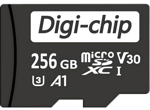256GB Micro SD Memory Card Class 10 UHS-1 U3 Micro SDXC Digi-Chip High Speed 90mb/s V30 UHD A1 App 4K 256GB Memory Card for Phone, Drone, Laptop, Action Camera, Security Camera