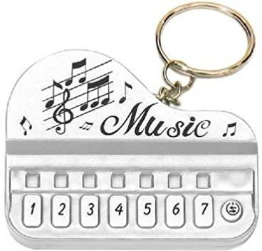 Portable Musical Instrument Toy Piano Keychain Mini Electronic Keyboard Keychain with LED Light and Sound Effect