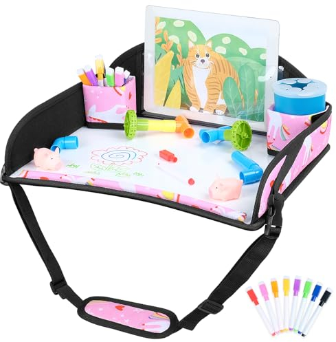INFANZIA Reisetisch Kindersitz Spiel für Kinder - Knietablett mit Zeichenbrett, Snack Tablett, Kindersitz Rücksitz für Auto Flugzeug Zug Reisen - Unterstützung, Faltbarer Organizer