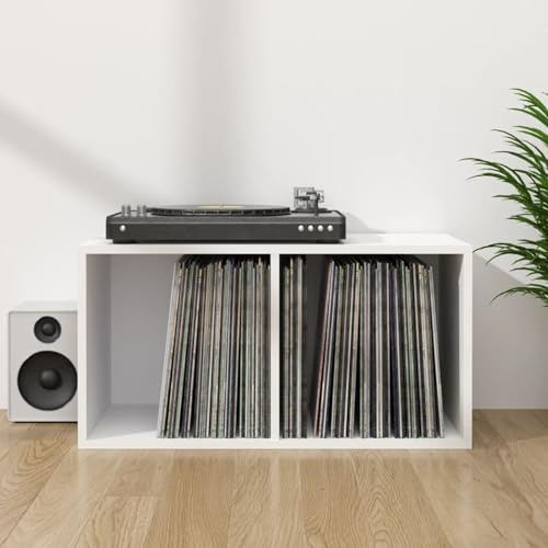 GecheerCaja para Guardar Discos de Madera Blanca 71x34x36 cm